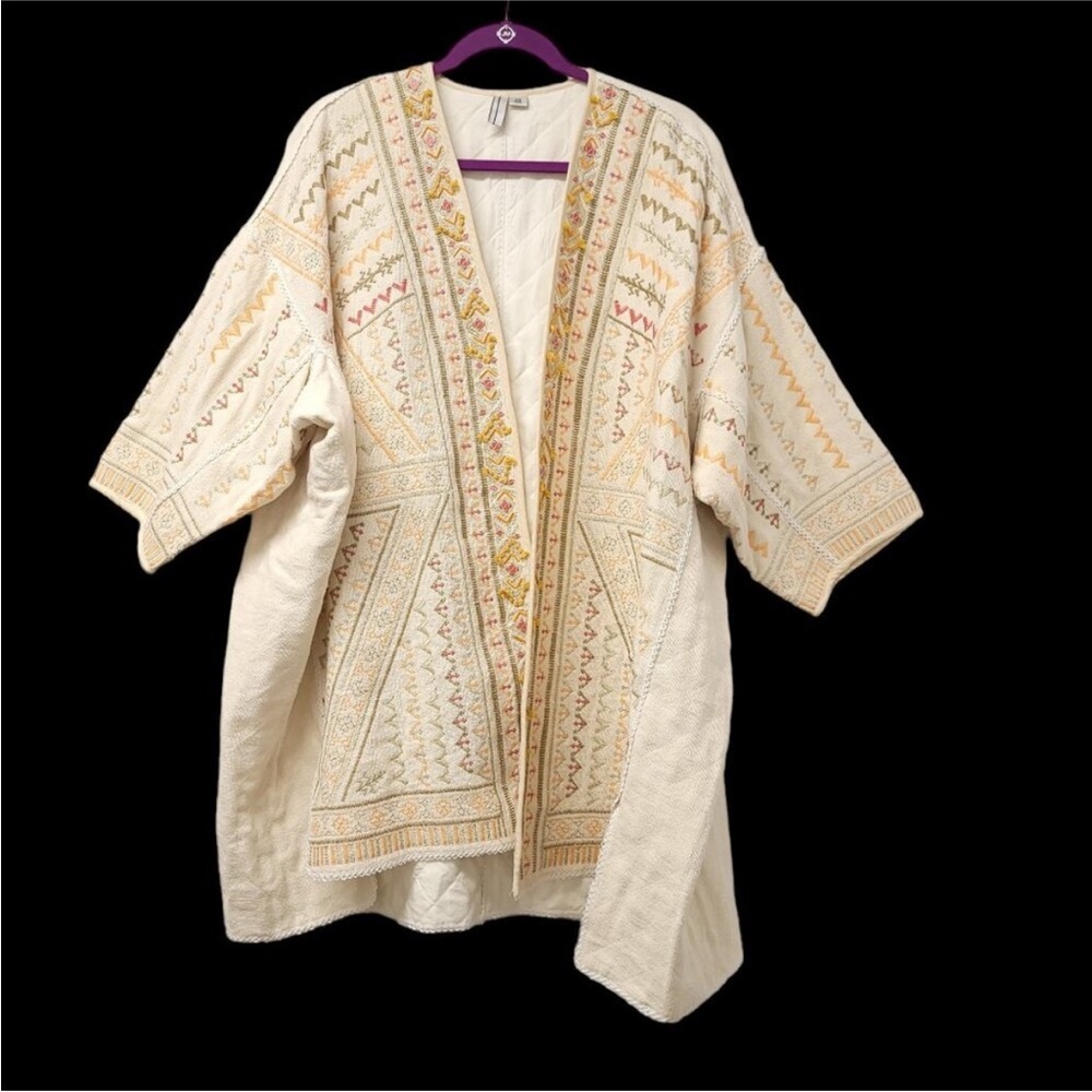 Anthropologie Blank London Paloma Embroidered Kimono Jacket OS Multicolor - Picture 3 of 14